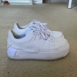 Mildly worn platform Nike Air Force ones
